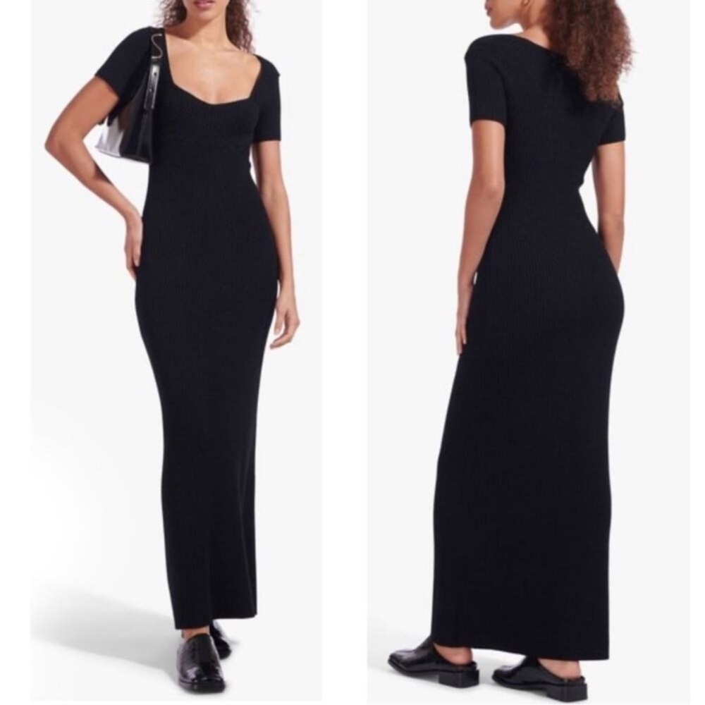 STAUD Black Knit Camden Maxi/Midi Dress - Picture 3 of 11